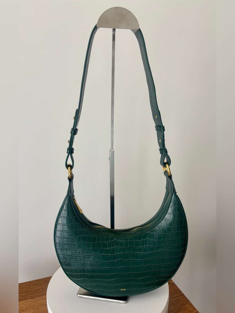 JW PEI Carly Saddle Bag - Dark Green Croc